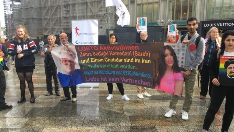 کلن – تجمع در اعتراض به صدور حکم اعدام برای دو زن رنگینکمانی، الهام چوبدار و زهرا صدیقی