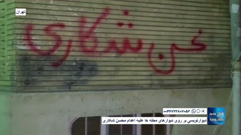 تهران – دیوارنویسی بر روی دیوارهای محله ها علیه اعدام محسن شکاری