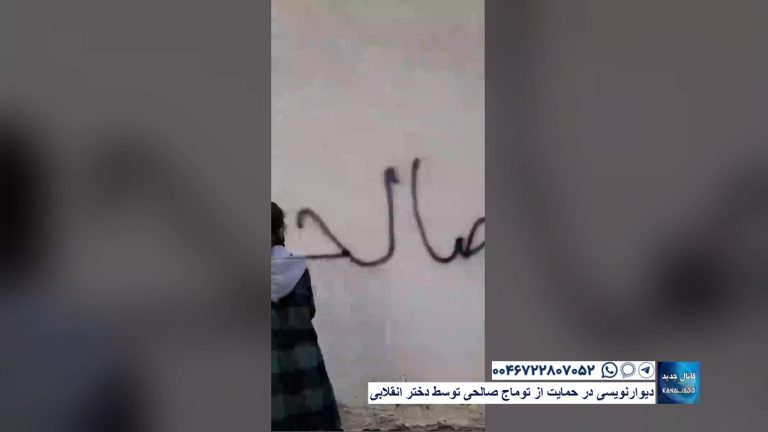 دیوارنویسی در حمایت از توماج صالحی توسط دختر انقلابی
