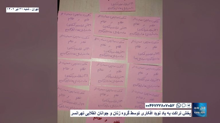تهران – پخش تراکت به یاد نوید افکاری توسط گروه زنان و جوانان انقلابی تهرانسر