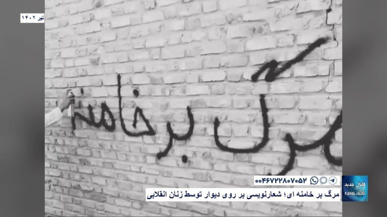 مرگ بر خامنه ای؛ شعارنویسی بر روی دیوار توسط زنان انقلابی