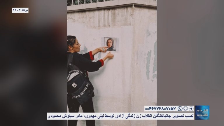 نصب تصاویر جانباختگان انقلاب زن زندگی آزادی توسط لیلی مهدوی، مادر سیاوش محمودی