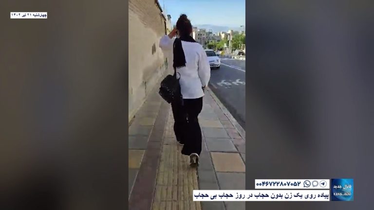 پیاده روی یک زن بدون حجاب در روز حجاب بی حجاب