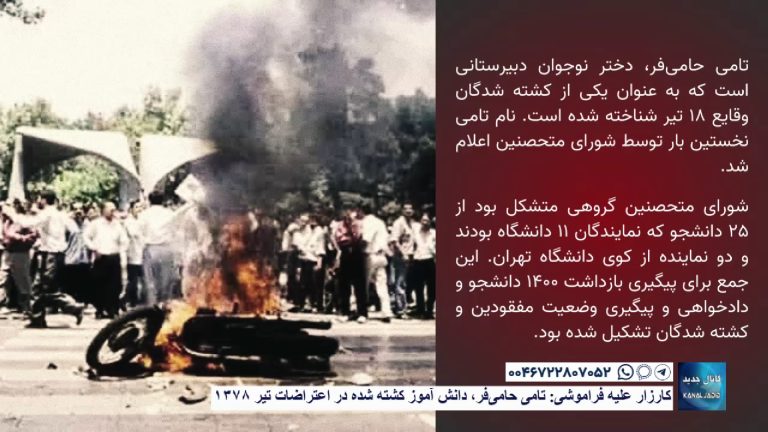 کارزار علیه فراموشی:  تامی حامی‌فر، دانش آموز کشته شده در اعتراضات تیر ۱۳۷۸