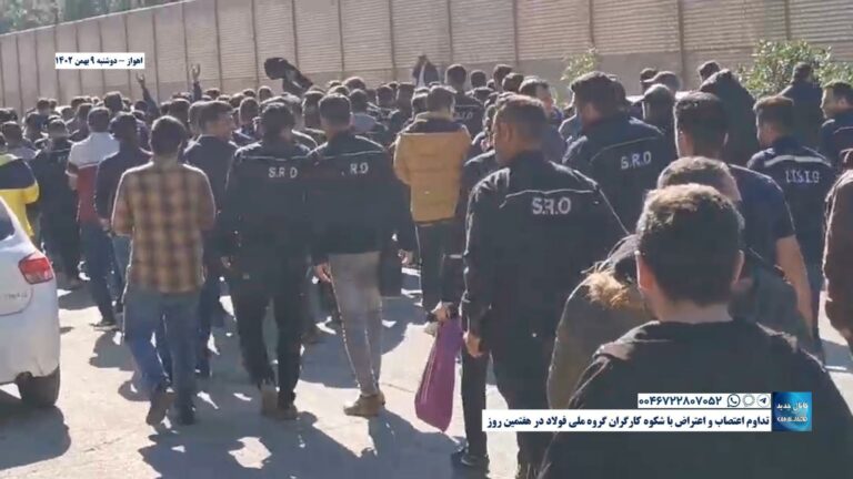 اهواز – تداوم اعتصاب و اعتراض با شکوه کارگران گروه ملی فولاد در هفتمین روز