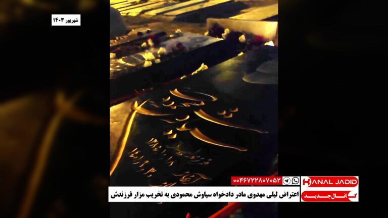 اعتراض لیلی مهدوی مادر دادخواه سیاوش محمودی به تخریب مزار فرزندش