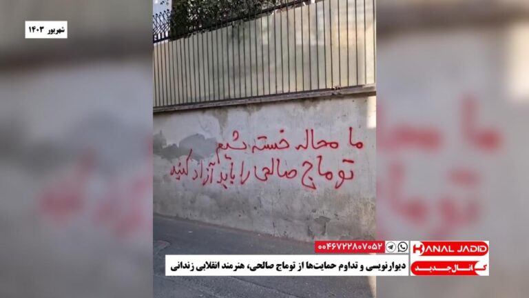 دیوارنویسی و تداوم حمایت‌ها از توماج صالحی، هنرمند انقلابی زندانی