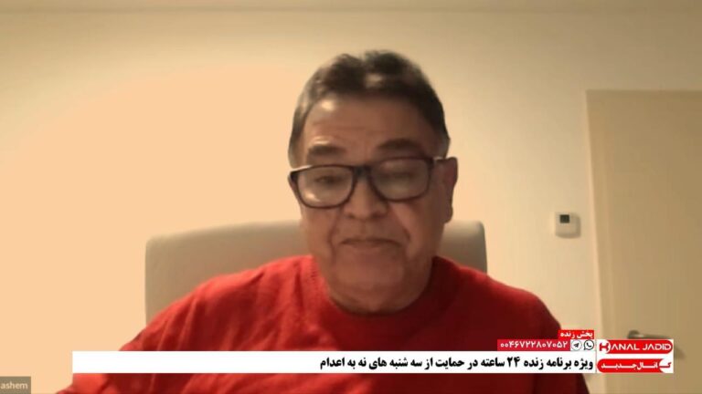 سخنرانی هاشم فاضلی در ویژه‌برنامه زنده ۲۴ ساعته در حمایت از سه‌شنبه های نه به اعدام
