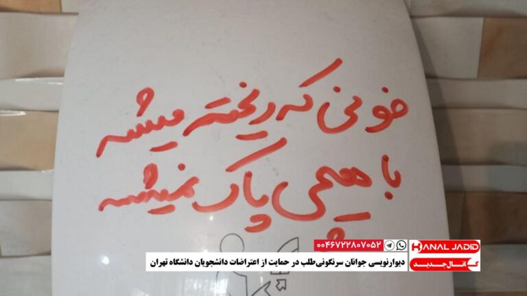 دیوارنویسی جوانان سرنگونی‌طلب در حمایت از اعتراضات دانشجویان دانشگاه تهران
